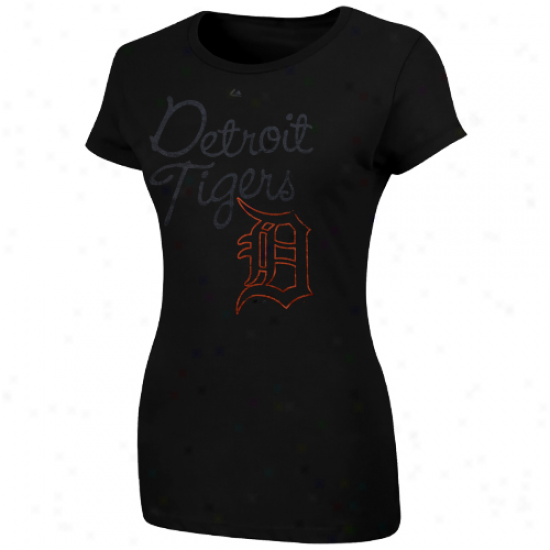 Majestic Detroit Tig3rs Ladies Bottom Of The Ninth T-shirt - Black