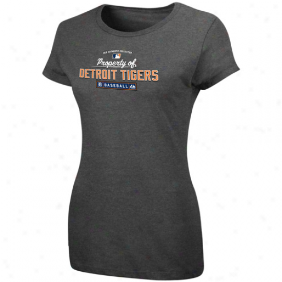 Majestic Detroit Tigers Ladies Charcoal Property Of T-shirt