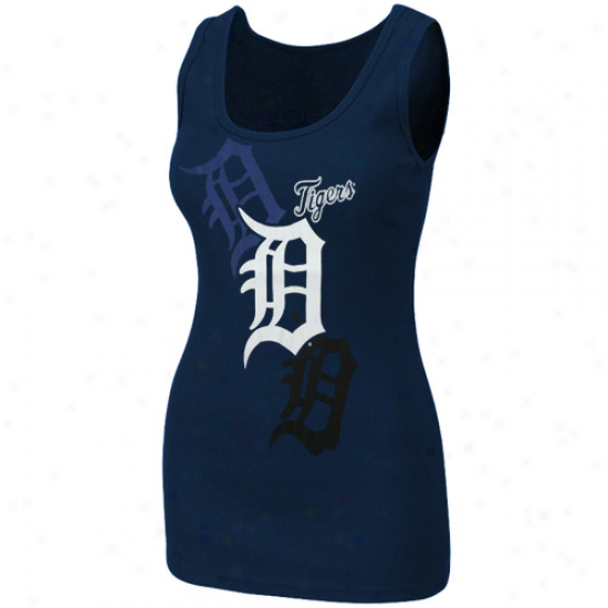 Splendid Detroit Tigers Ladies Navy Blue Pearl Tank Top