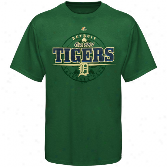 Majestic Detroit Tigers Luck Of Oura T-shirt - Green