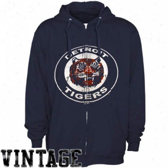 Majestic Detroit Tigers Navy Blue Built Tough Cooperstown Full Zkp Hoody