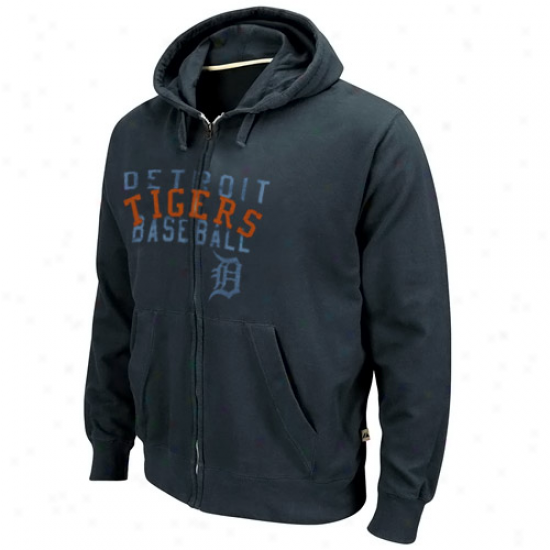 Majestic Detroit Tigers Navu Blue Fiery Fastball Full Zip Hoodie Sweatshirt