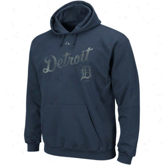 Majestic Detroit Tigers Navy Blue Hook Slide Hoody Sweatshirt