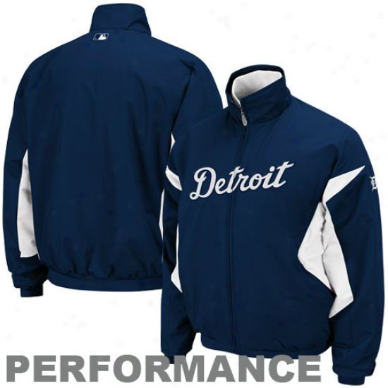 Majestic Detroit Tigers Navy Bl8e Therma Base Triple Peak Premier uFll Zip Jacket