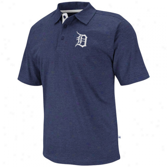 Majestic Detroit Tigers Noble Heathered Polo - Navy Blue