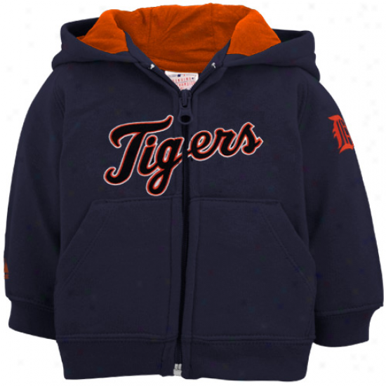 Majestic Detroit Tigers Toddler Navy Blue Full Zip Hoody Sweatshirt