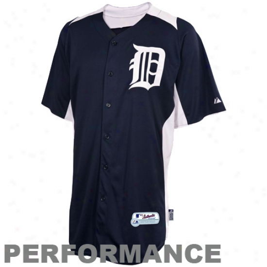 Majestic Detroit Tigers Youth Batting Actions Performaance Jersey - Navy Blue-whiye