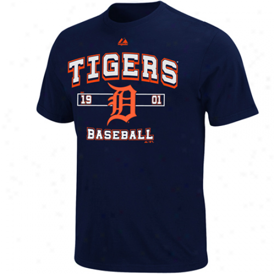 Majestic Detroit Tigers Youth Past Time Oddity T-shirt - Navy Azure