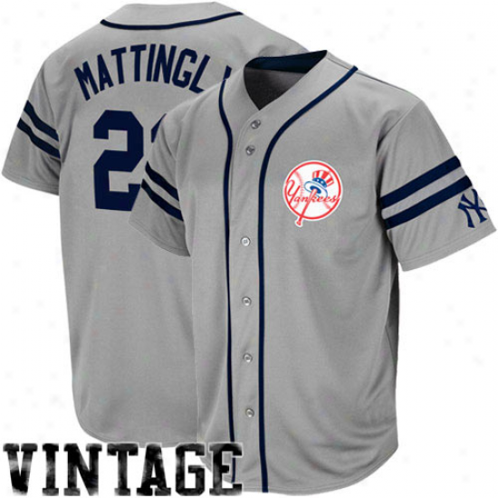 Majdstic Don Mattingly New York Yankees Throwback Heater Jersey - Gray