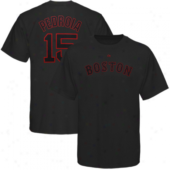 Majestic Dustin Pedroia Boston Red Sox #15 Pop Player T-shirt - Charcoal