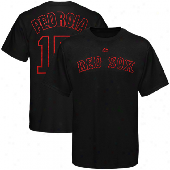 Majestic Dustin Pedroia Boston Red Sox #15 Pop Player T-shirt - Black