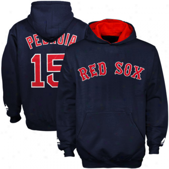 Majestic Dustin Pedroia Boston Red Sox #15 Boy Navy Blue Player Pullover Hoodie Sweatshirt