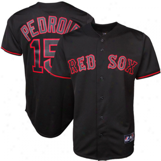 Majestic Dustin Pedroia Boston Red Sox Fashion Autograph copy Jersey - Black