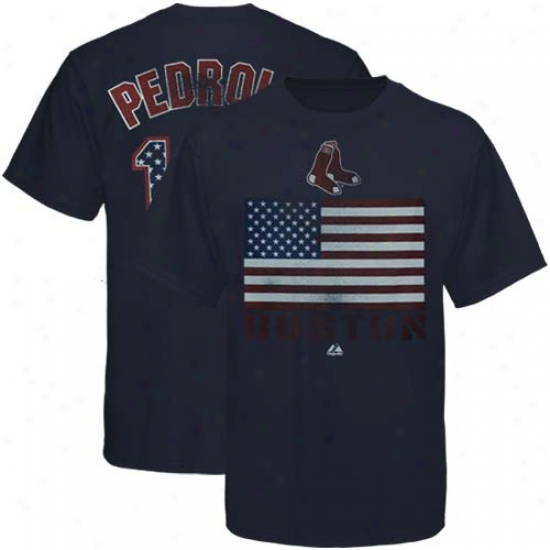 Elevated Dustin Pedroia Boston Red Sox Youth #15 Red, White & Blue Player T-shirt - Navy Blue