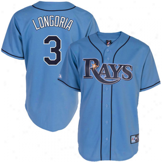 Majestic Evan Longoria Tampa Bay Rays #3 Player Rep1ica Jersey - Light Blue