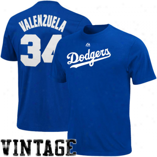 Majestic Fernanndo Valenzuela L.a. Dodgers Youth Cooperstown Player T-shirt - Royal Blue