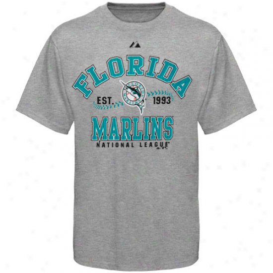 Majestic Florida Marlins Ash Dial It Up T-shirt