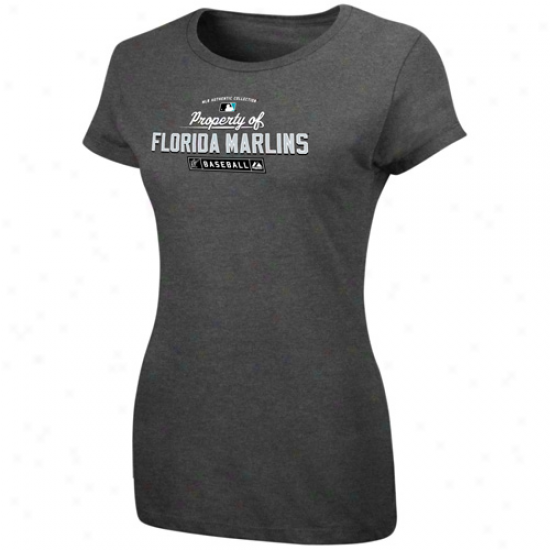 Majestic Florida Marlins Ladies Charc0al Property Of T-shirt