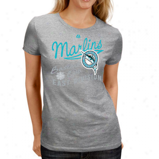 Majestic Florida Marlins Ladies Gray Firestorm T-shirt