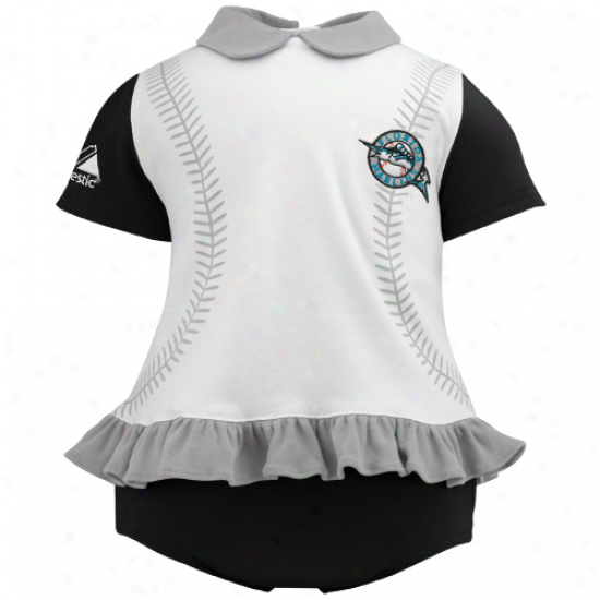 Majestic Florida Marlins Newborn Tri-color Ruffled 2-piece Set