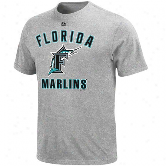 Majestic Florida Marlins Performance Fan T-shirt - Ash