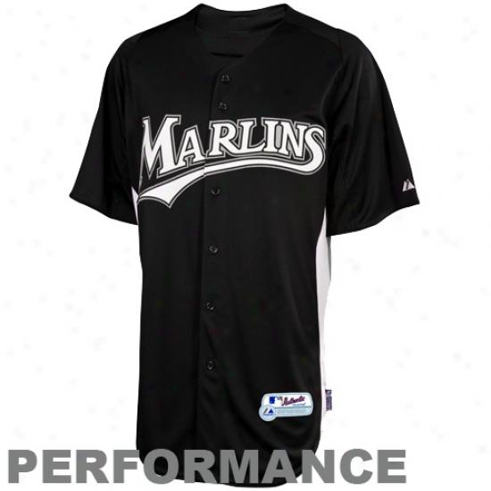 Majestic Florida Marlins Youth Batting Practice Performance Jersey - Black-white