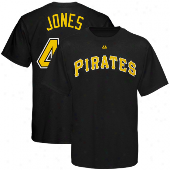 Majestic Garrett Jones Pittsburgh Pirates #46 Player T-shirt - Black