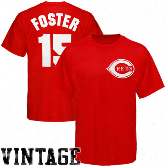 Majestic George Foster Cincinnati Reds #15 Cooperstown Player T-shirt - Red