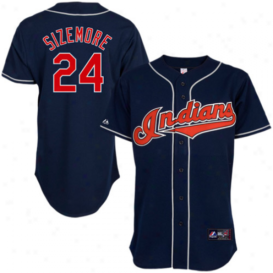 Majestic Grady Sizemore Cleveland Indians Replica Jersey - Navy Blue