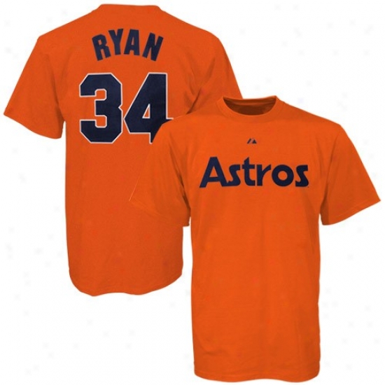 Majestic Houston Astros #34 Nolan Ryan Orange Cooperstown Player T-shirt