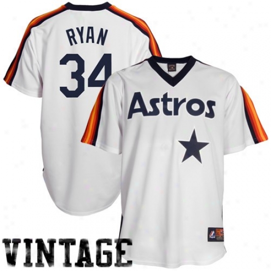 Majestic Houston Astros #34 Nolan Ryan White Cooperstown Baseball Jersey