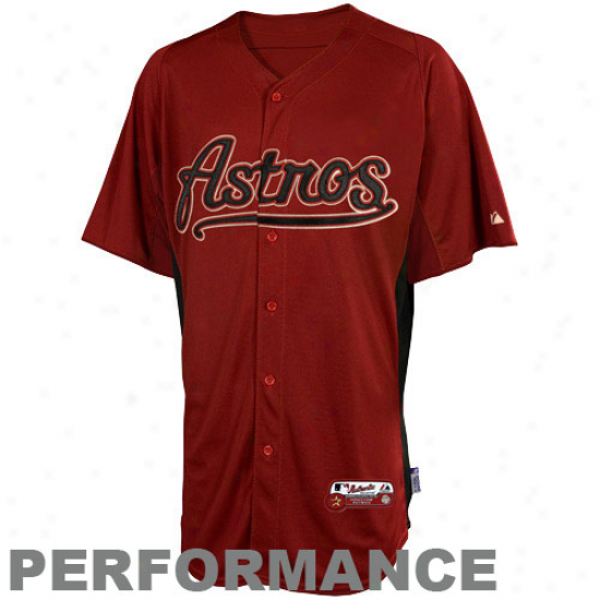 Majestic Houston Astros Battnig Practice Performance Jersey - Brick Red-black