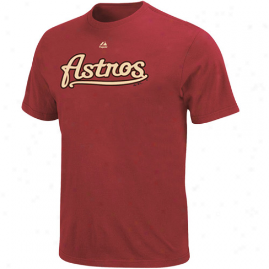 Majestic Houston Astros Brick Red Official Wordmark T-shirt