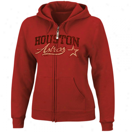 Majestic Houston Astros Ladies Brick Red Beauty Full Zip Hoody