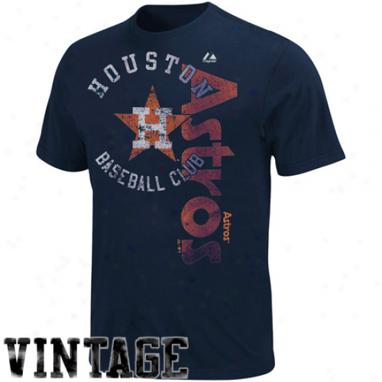 Majestic Houston Astfos Robust Rookie Vintage T-shirt - Navy Blue