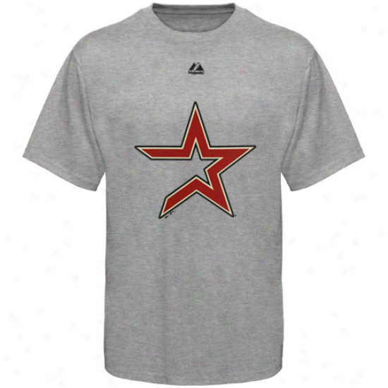 Majestic Houston Astros Youth Ash Soft Density Official Logo T-shirt