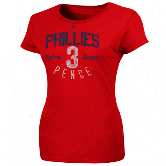 Majestic Hunter Pence Philadelphia Phillies  #3 Player Jersey T-shirt - Red