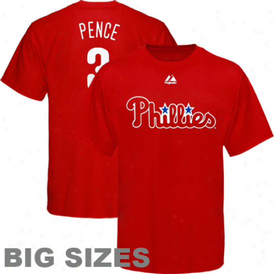 Splendid Hunter Pence Philadelphia Phillies #3 Big Sizes Player T-shirt - Red