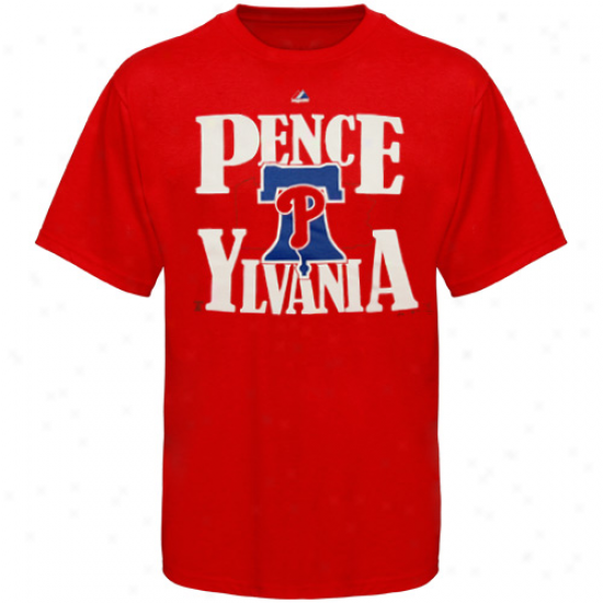 Majestic Hunter Pence Philadelphia Phillies Pence-ylvania T-shirt - Red