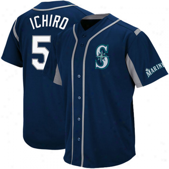 Majestic Ichiro Suzuki Seattle Mariners Wind-up Jersey - Navy Blue