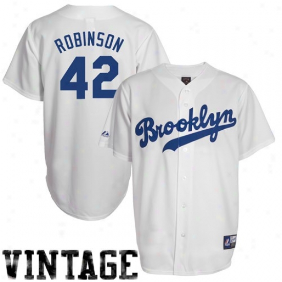 Majestic Jackie Robinson Brooklyn Dodgers Cooperstown Baseball Jersey #42 - White