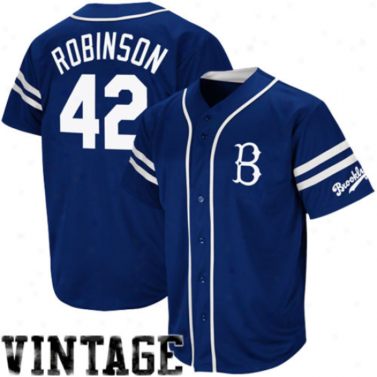 Mjestic Jackie Robinson Brooklyn Dodgers Throwback Heater Jersey - Royal Blue