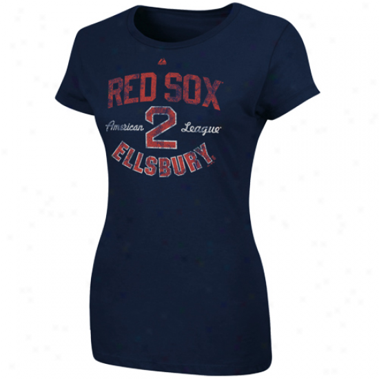 Majestic Jacoby Ellsbury Boston Red Sox #2 Ladies Trophy Man T-shirt - Navy Blue