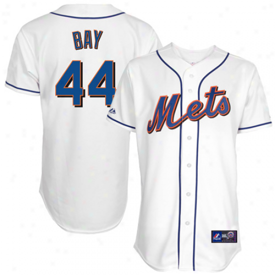 Majestic Jason Bay New York Mets Replica Jersey-#44 White