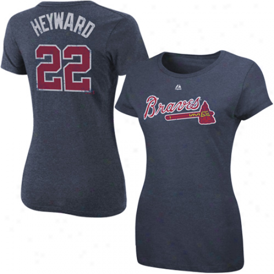 Majestic Jason Heyward Atlanta Braves #22 Ladies Off-field Drama Player Heathered T-shirt - Navy Blue