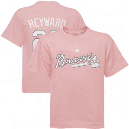 Majestic Jason Heyward Atlanta Braves #22 Youth Player T-shirt - Pink