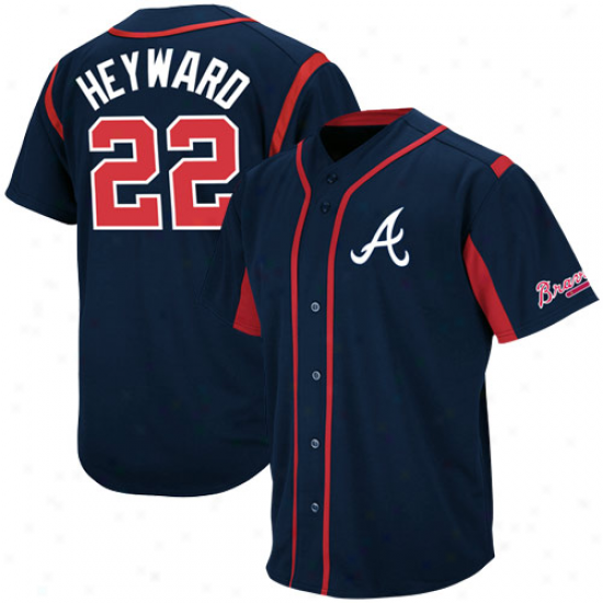 Majestic Jason Heyward Atlanta Braves Wind-up Jersey - Navy Blue