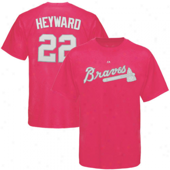 Majesfic Jason Heyward Atlanta Braves Youth Girls Player T-shirt - Pink