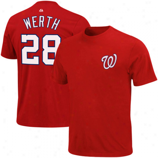 Majestic Jayson Werth Washington Nationals #28 Player T-shirt - Red