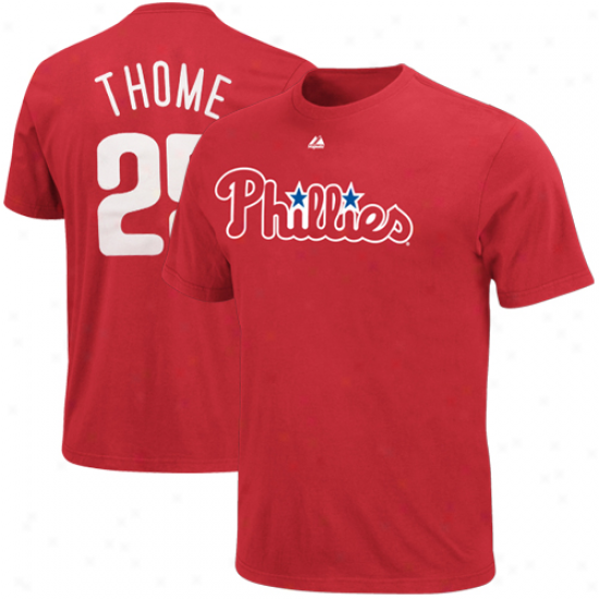 Majestic Jim Thome Philadelphia Phillies #25 Player T-shirt - Red